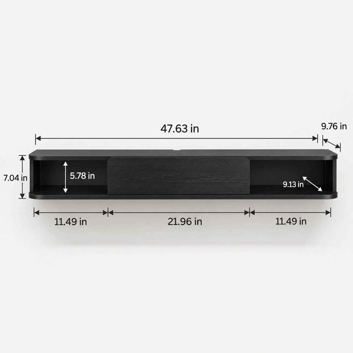 47" Solel Drawer Floating TV Stand, Black