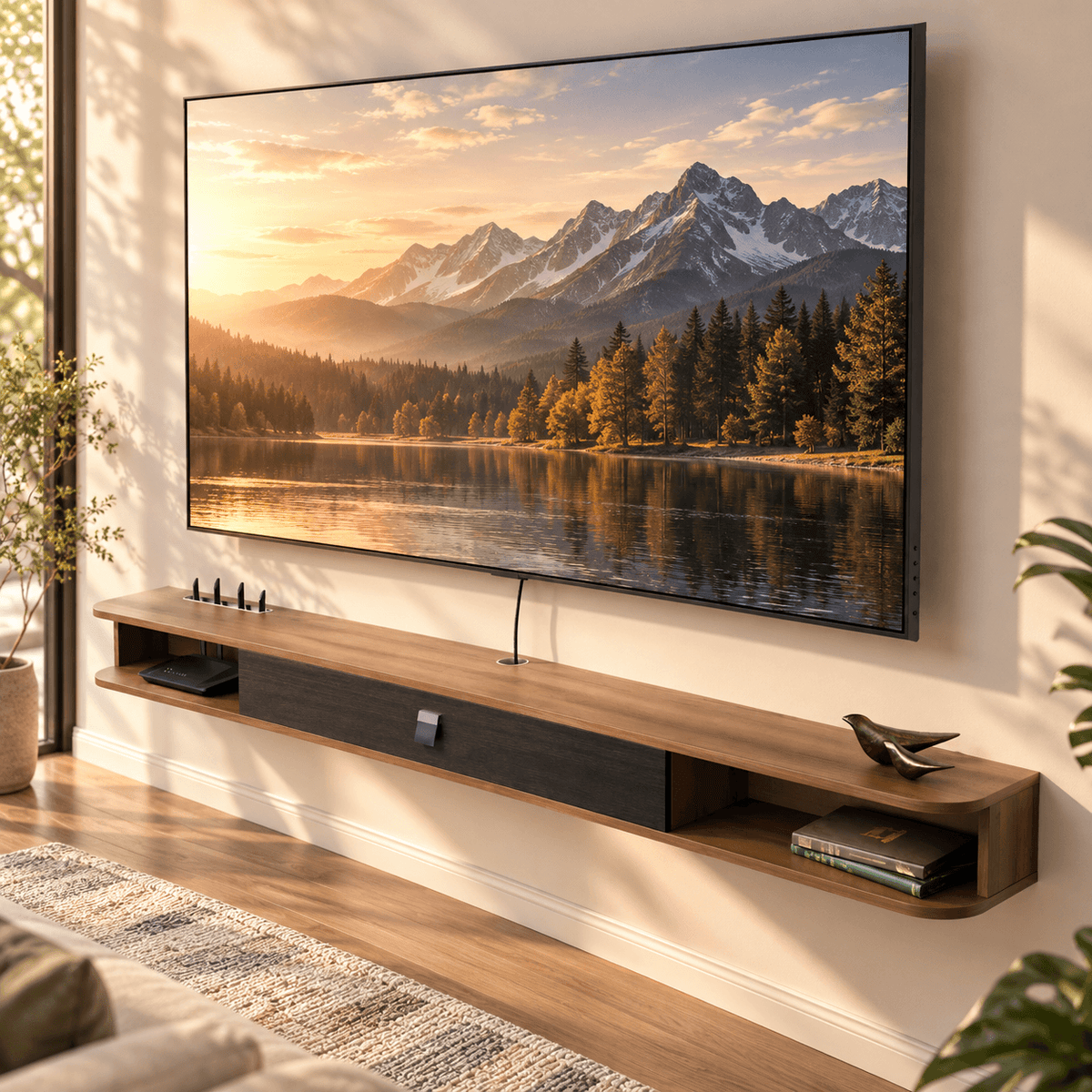 78" Eclan Floating TV Stand, Walnut