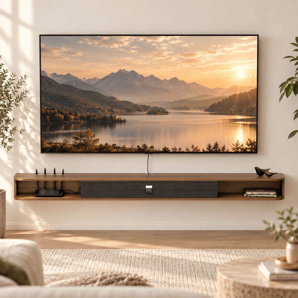 78" Eclan Floating TV Stand, Walnut