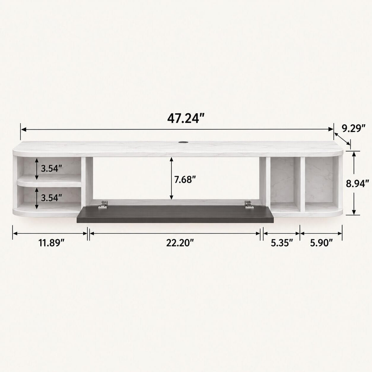 47" Modestia Floating TV Stand, Greyish White (Backorder)