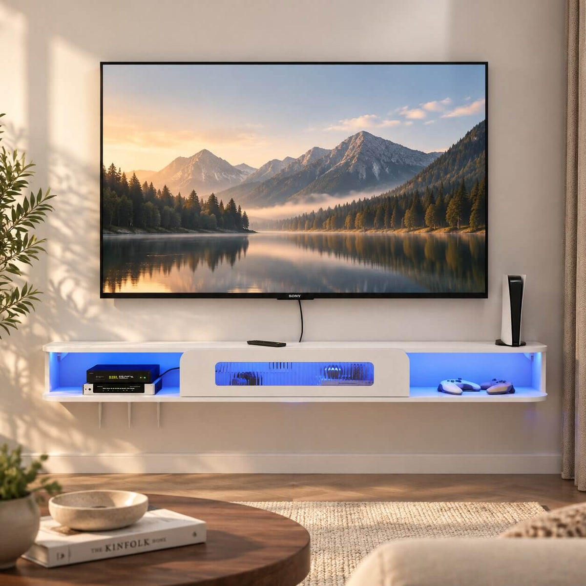 47" Eclaire Floating TV Stand, White