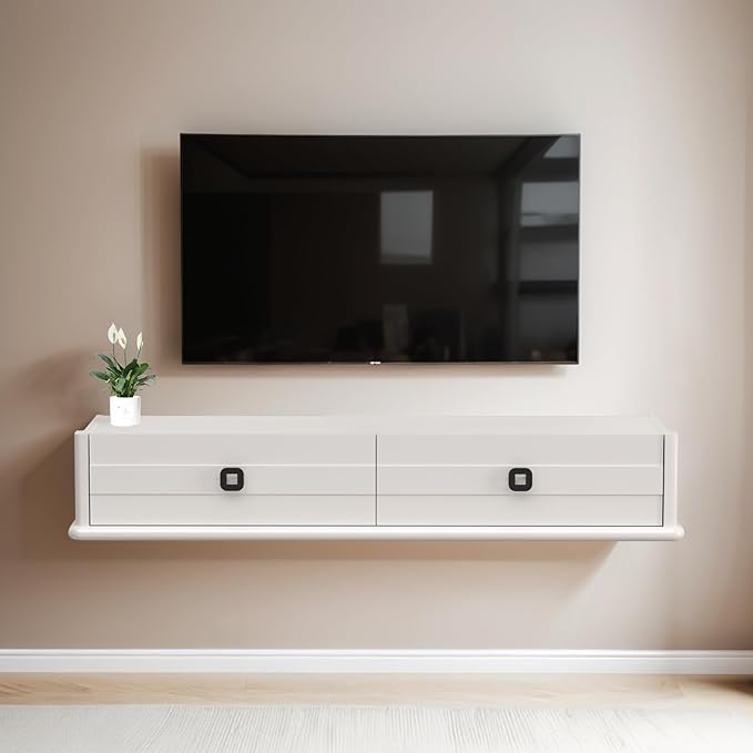 51.18″ Polara Solid Wood TV Stand, High Gloss White