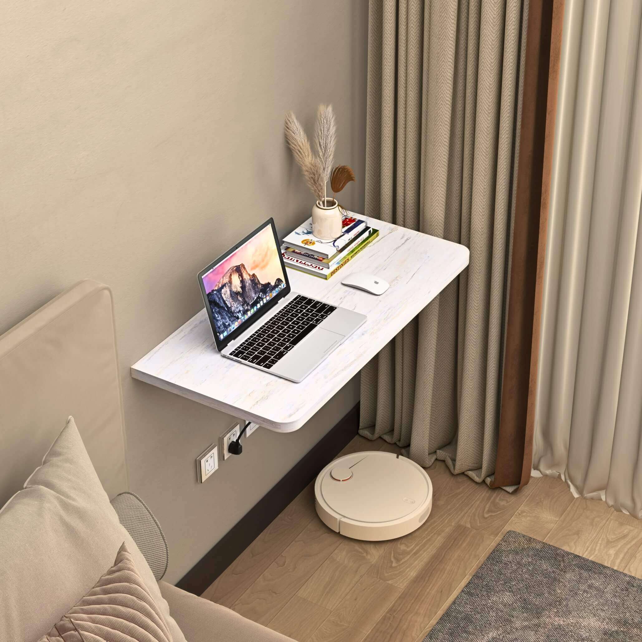 CLEARANCE White Wood Wall Mounted Fold Down Desk