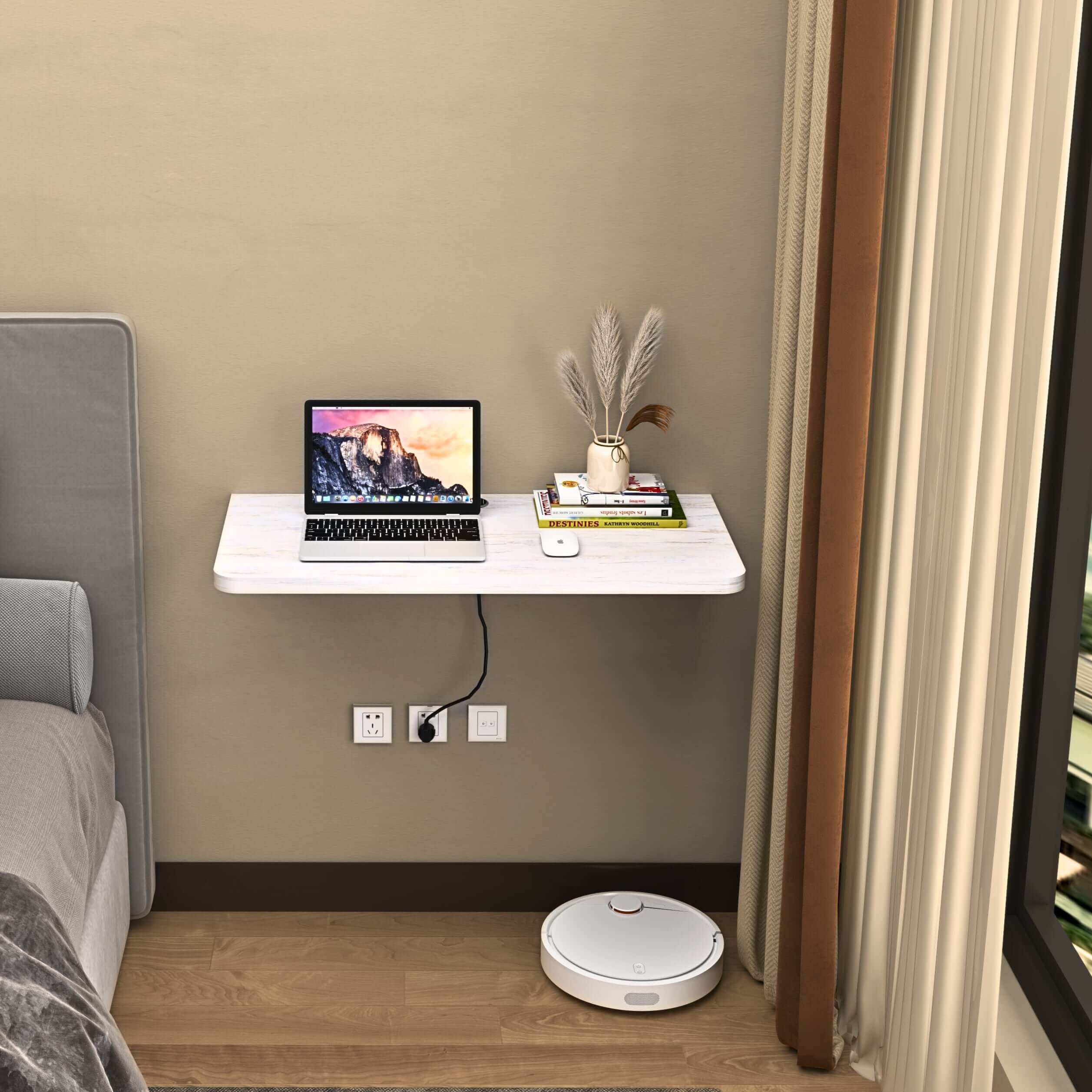 CLEARANCE White Wood Wall Mounted Fold Down Desk