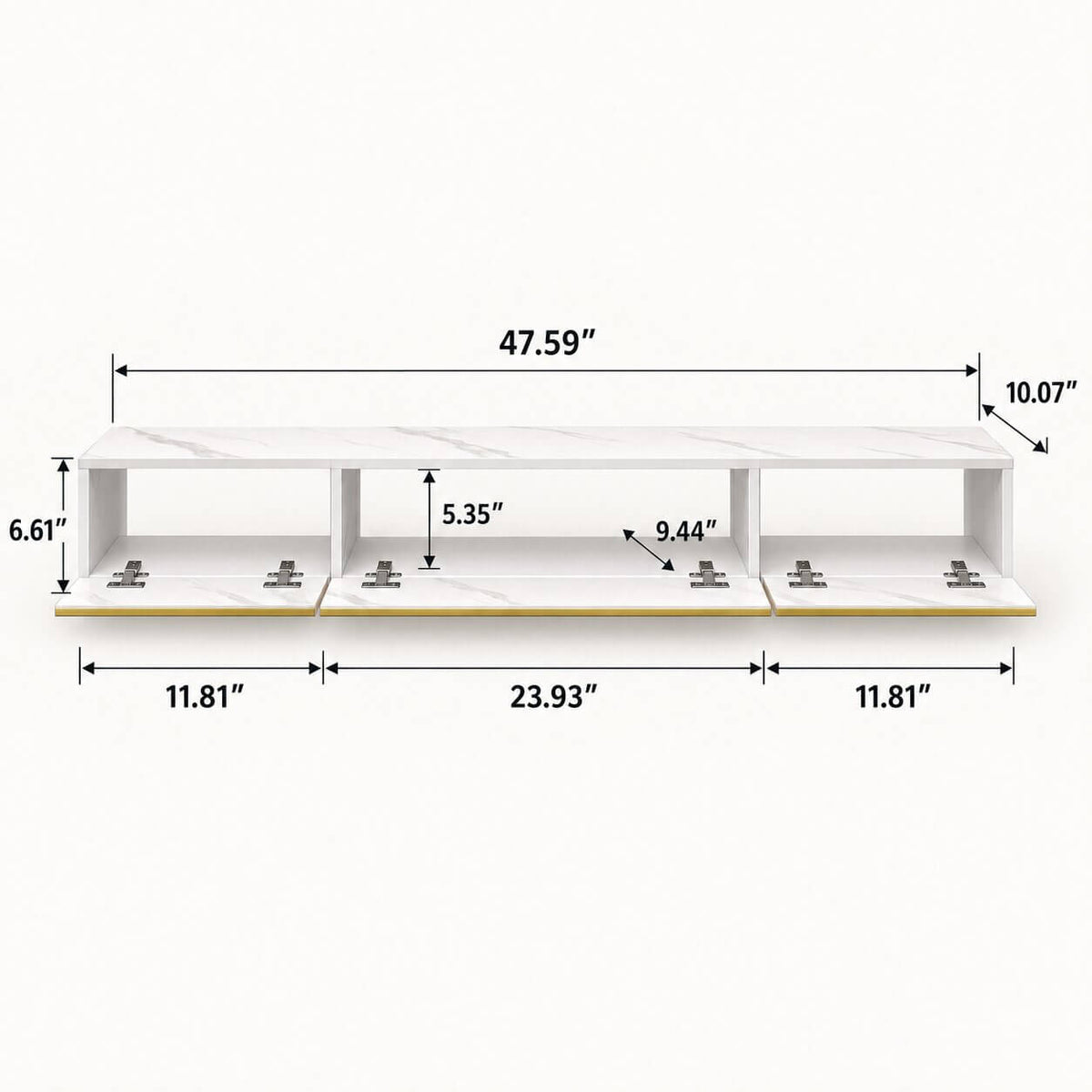 47" Elega Floating TV Stand, Marble White