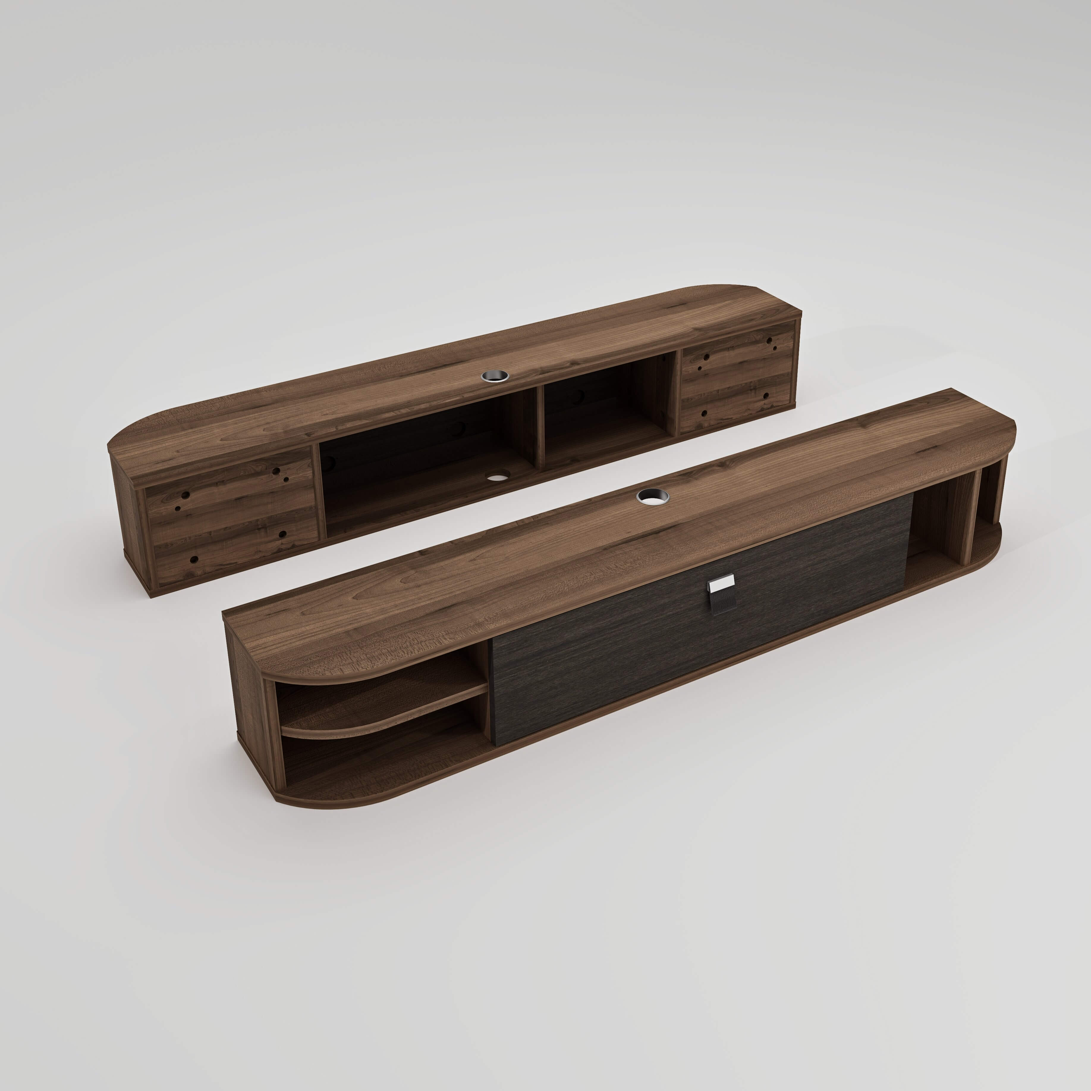 55" Modestia Floating TV Stand, Walnut