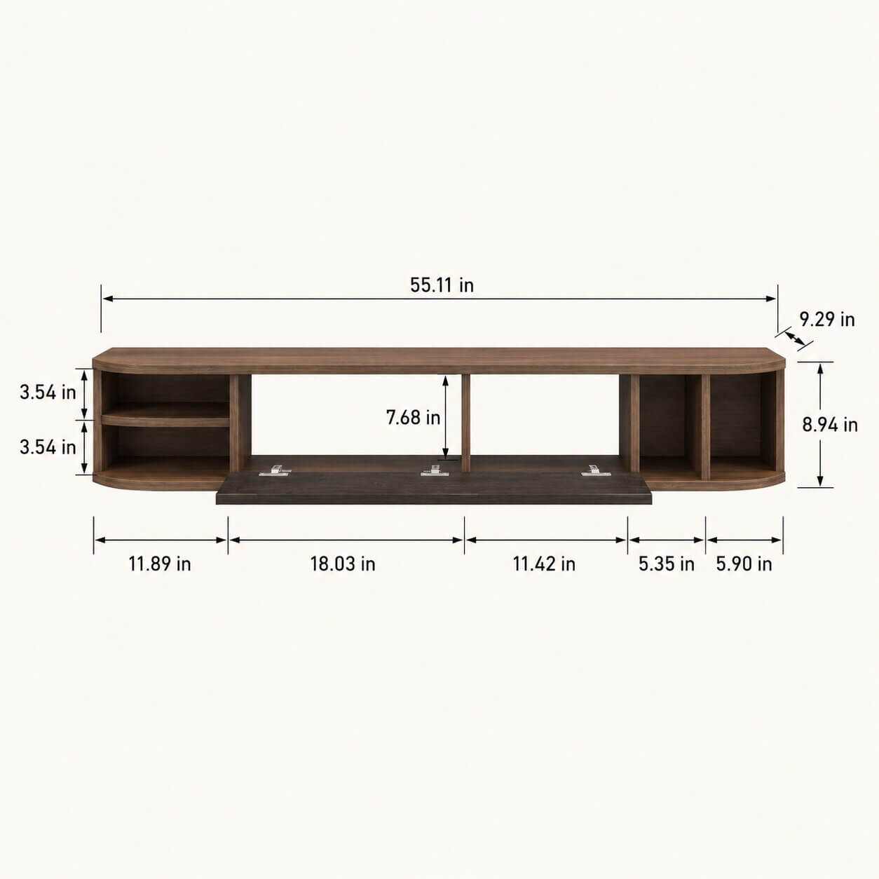 55" Modestia Floating TV Stand, Walnut