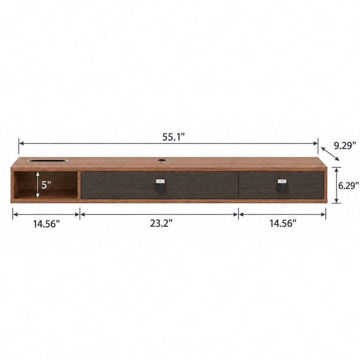 55" Dueta Floating TV Stand, Walnut （Backorder）