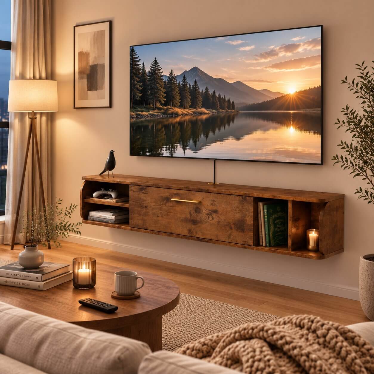 58" Prima TV Stand Rustic Brown (BACKORDER)