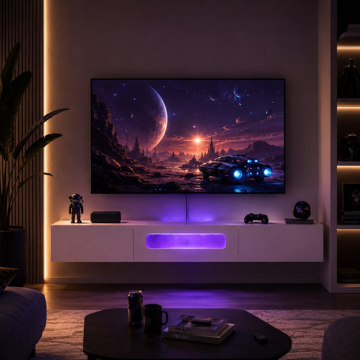 63" Purello Floating TV Stand, White