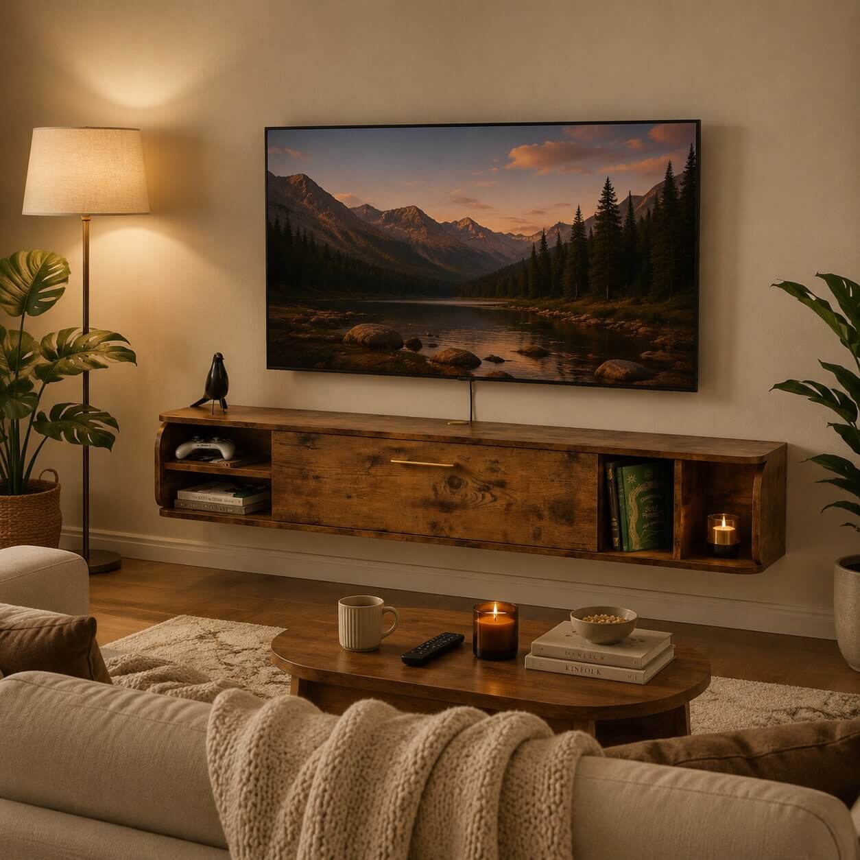 67" Prima TV Stand Rustic Brown