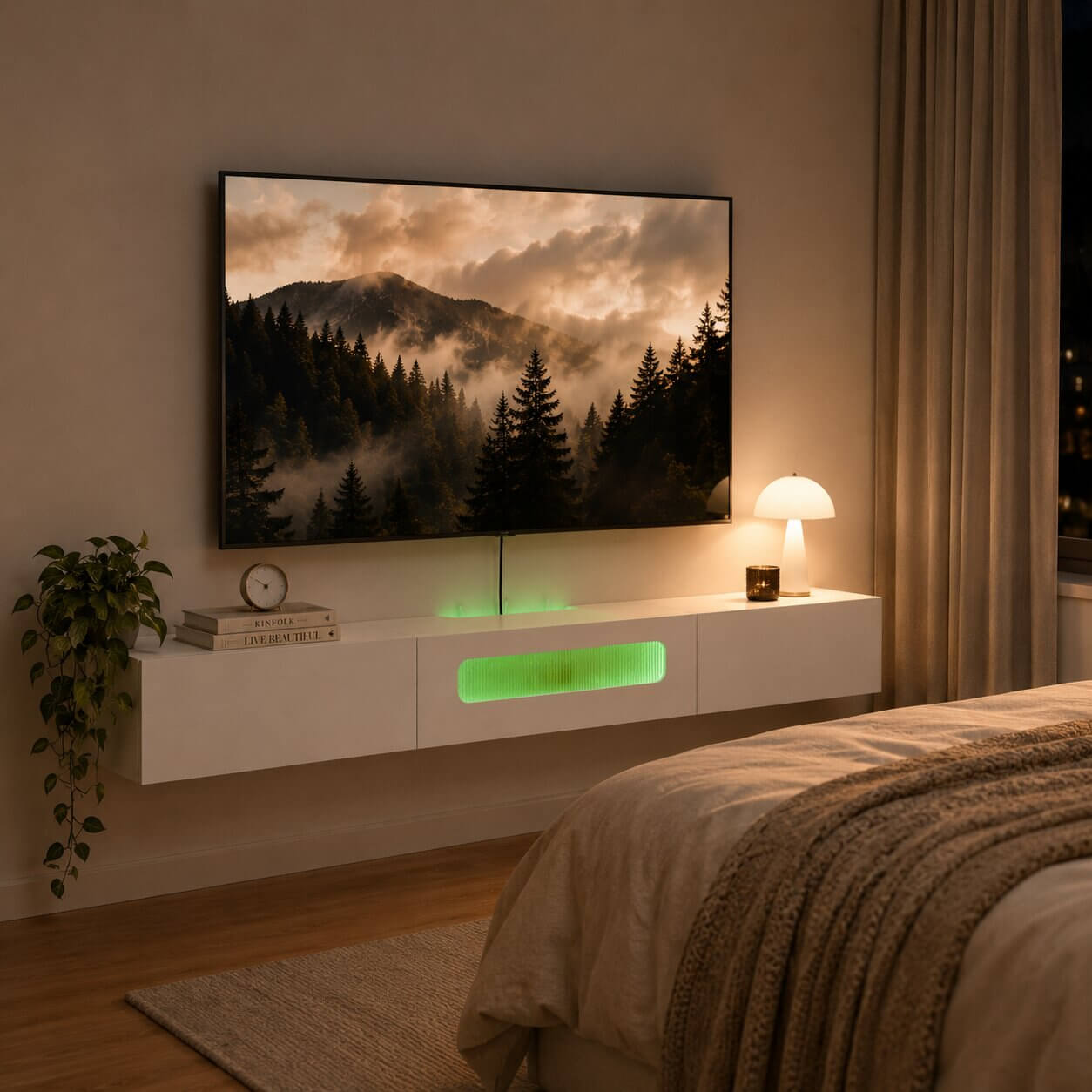 70" Purello Floating TV Stand, White