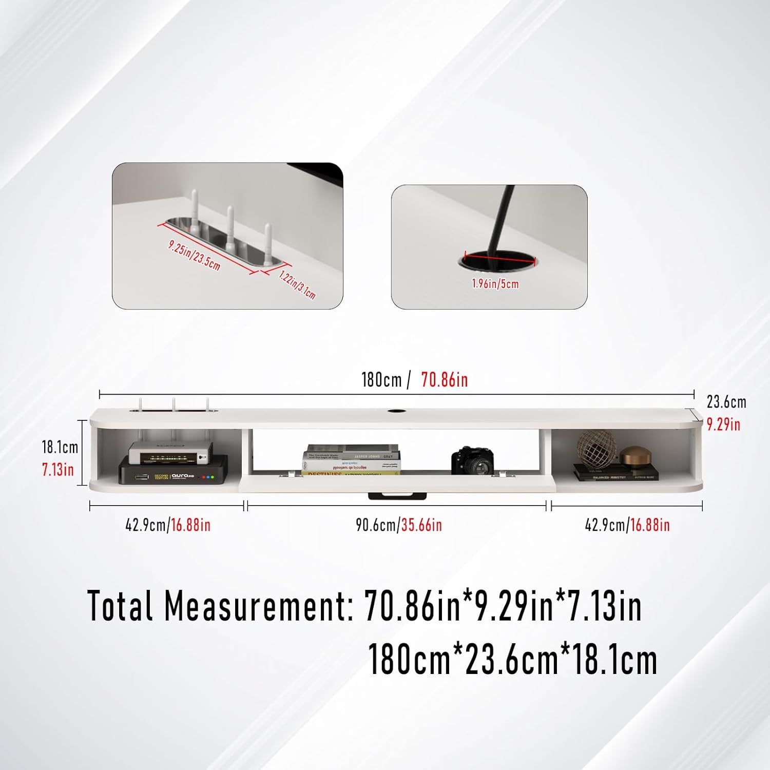 70.86" Pureza Floating TV Stand, White