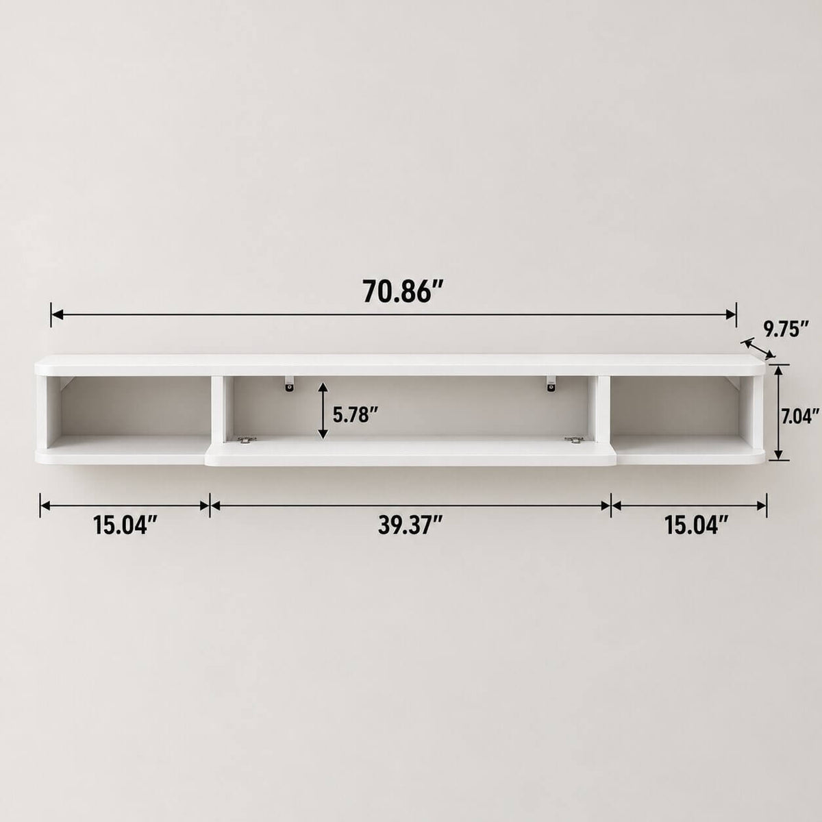 70.86" Solel Flip-Down Door Floating TV Stand, White