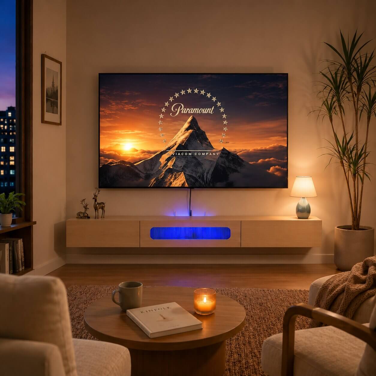78" Purello Floating TV Stand, Light Oak (Backorder)