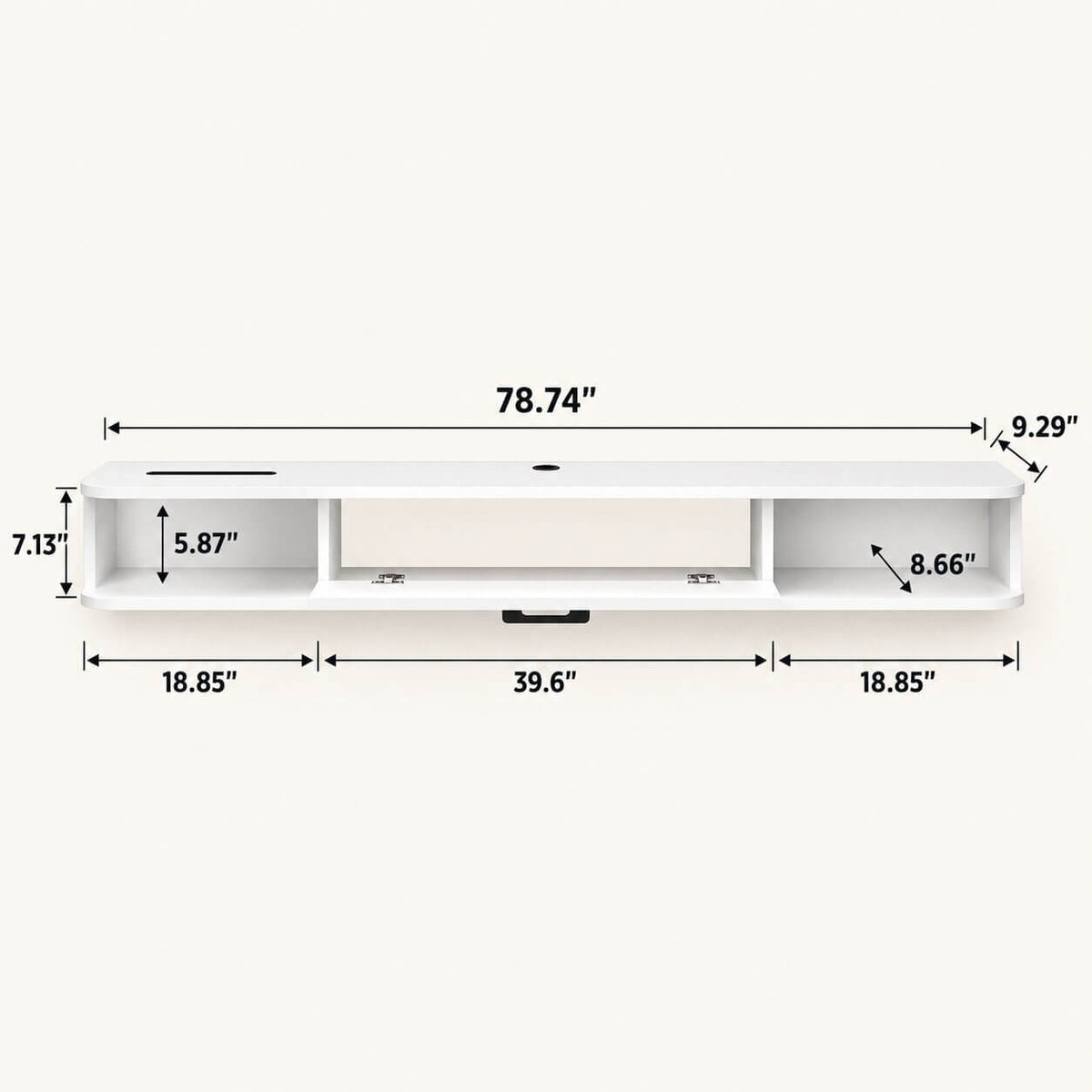 78" Pureza Floating TV Stand, White