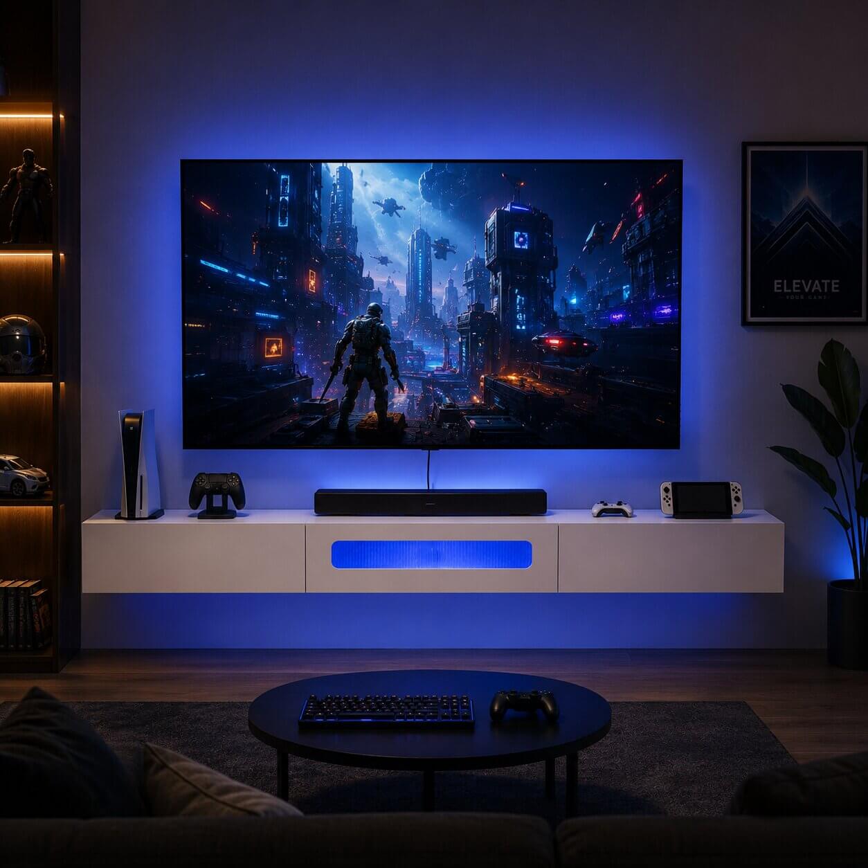 78" Purello Floating TV Stand, White