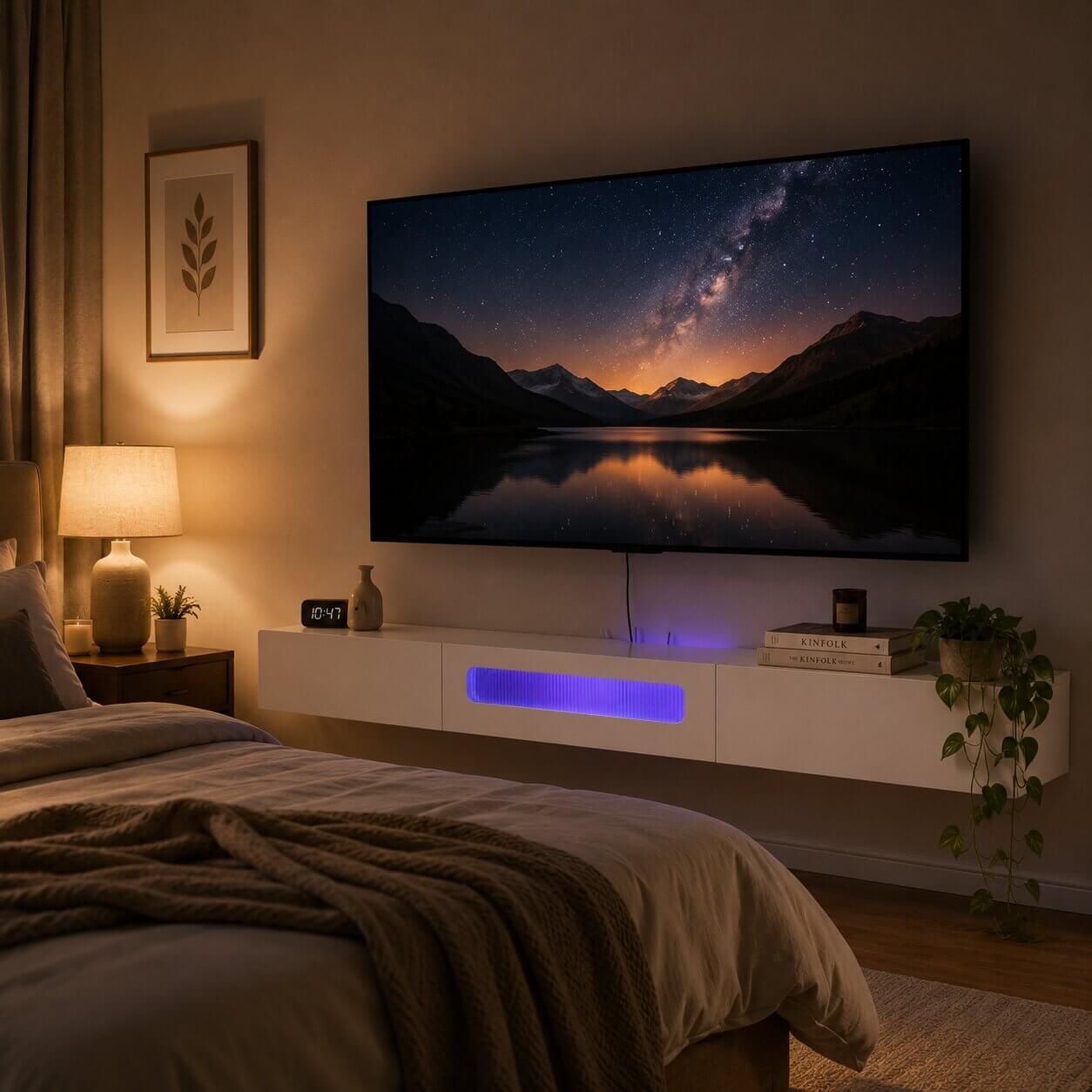 78" Purello Floating TV Stand, White