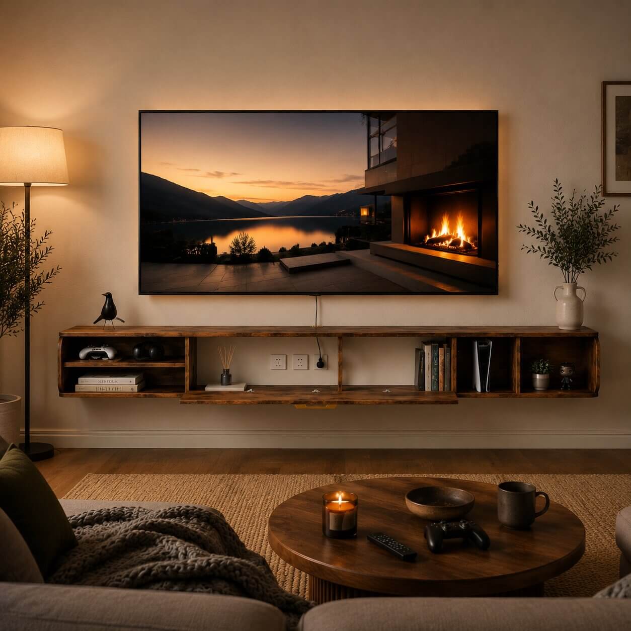 94.48" Prima TV Stand Rustic Brown