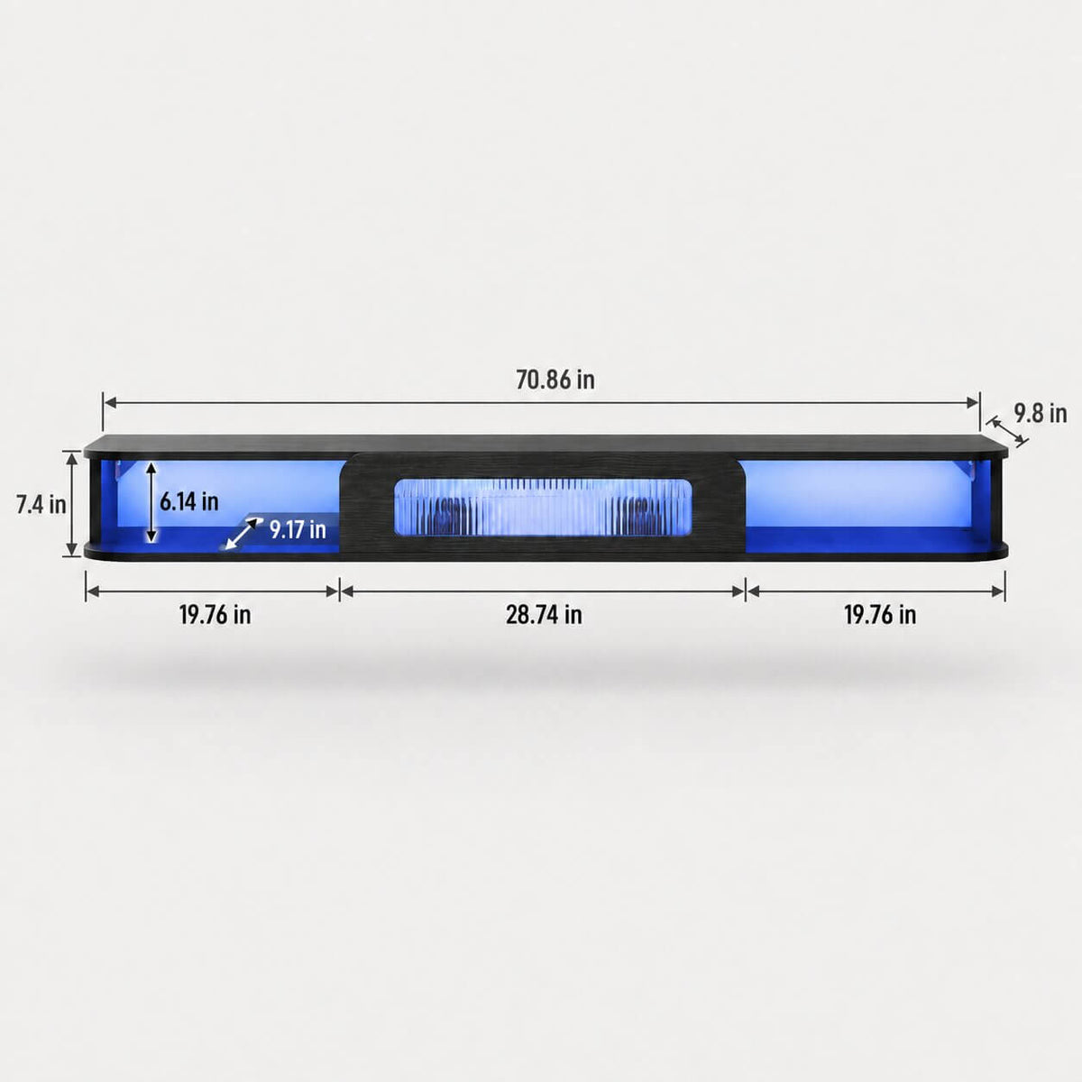 70" Eclaire Floating TV Stand, Black