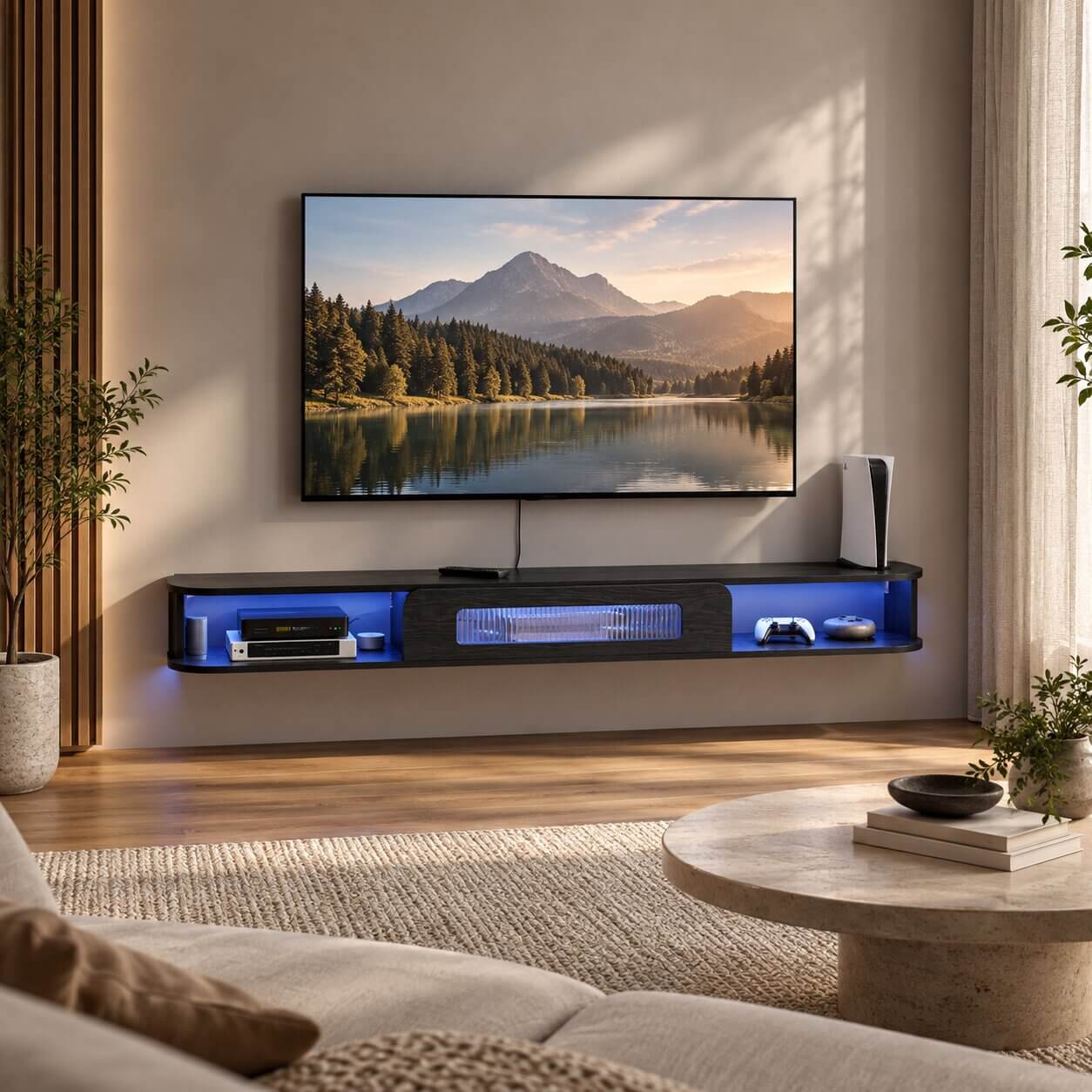 70" Eclaire Floating TV Stand, Black