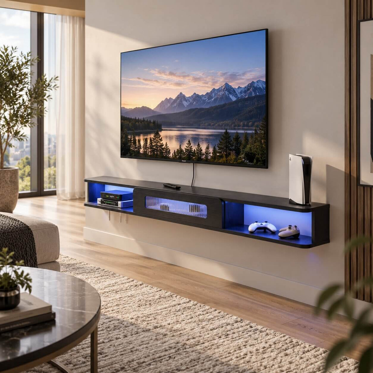 70" Eclaire Floating TV Stand, Black