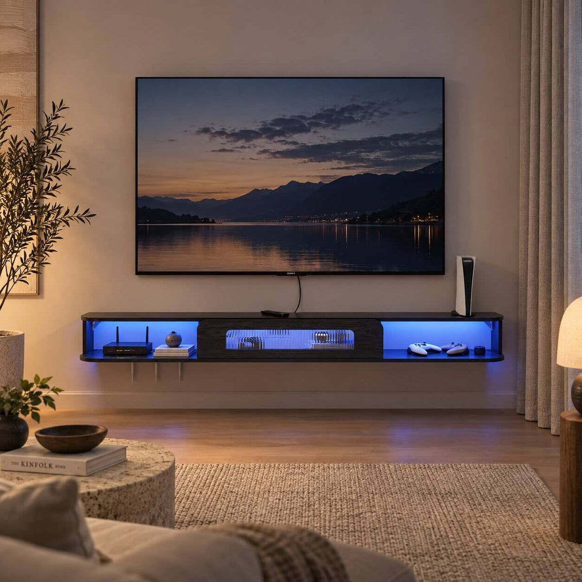 47" Eclaire Floating TV Stand, Black