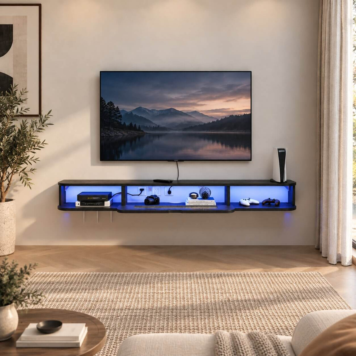 47" Eclaire Floating TV Stand, Black