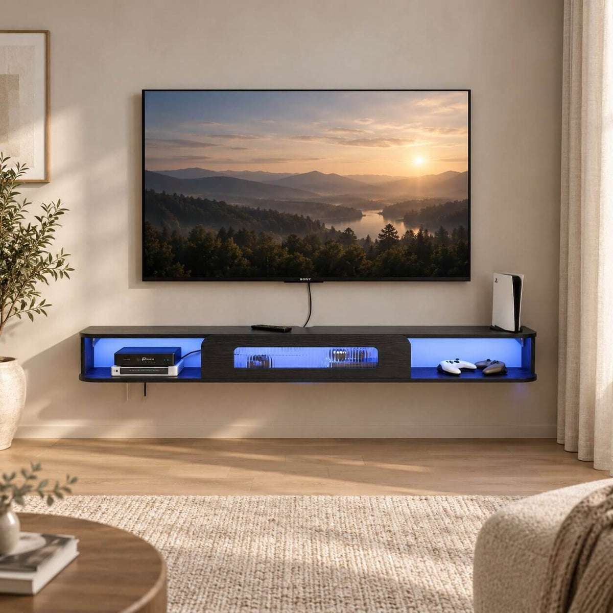 47" Eclaire Floating TV Stand, Black
