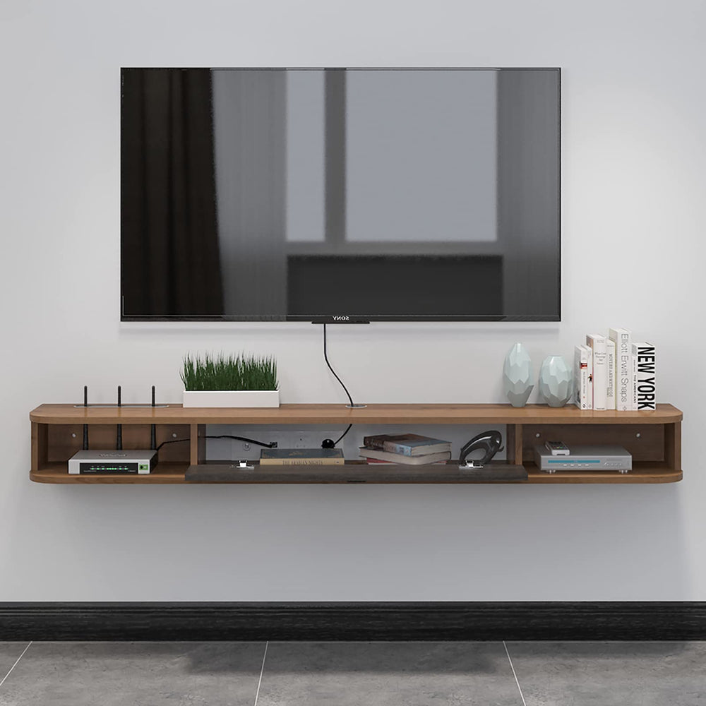 Floating Sreen Customize Dual Tone Modern Floating TV Stand Shelf, Media Console ...