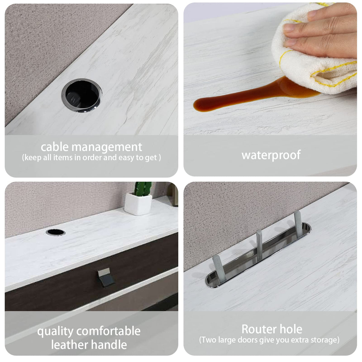 Modern White Wood Floating TV Shelf with Two Doors for 55" 60" TVs