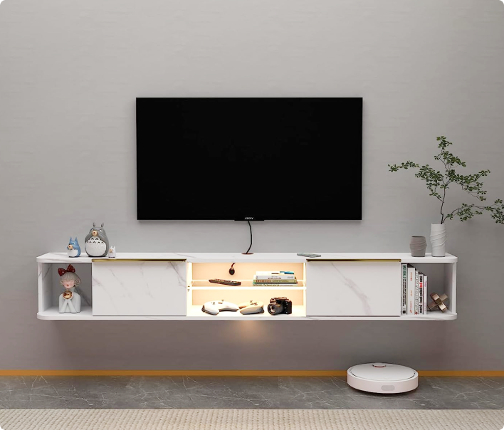 Modern Wood Floating TV stand Wall Shelf Media Console for 65