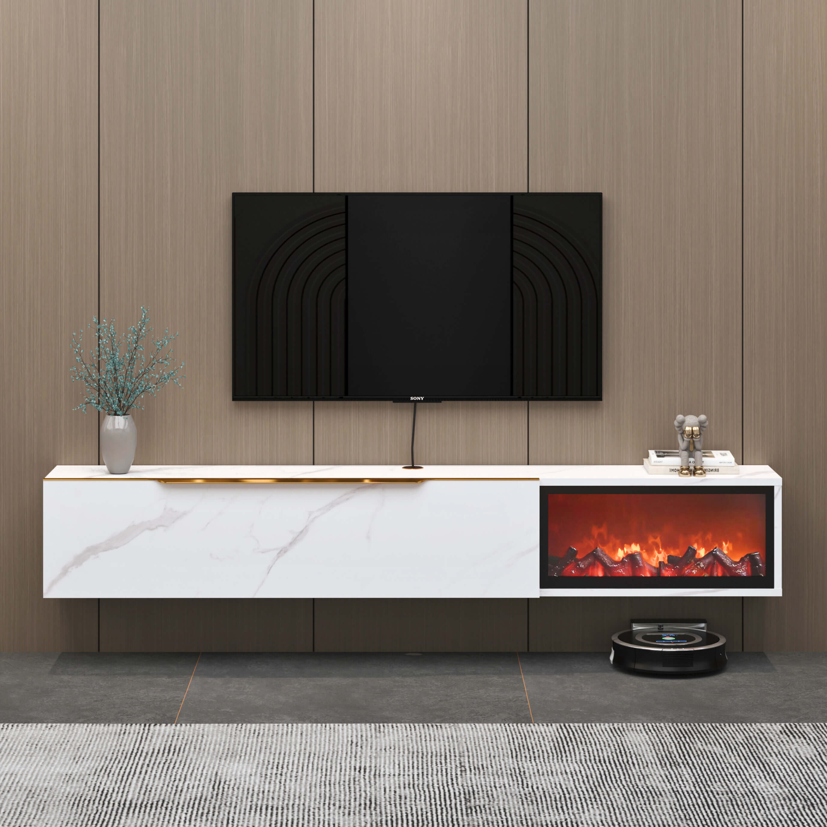 Custom Floating TV Stand (Fireplace EXCLUDED)