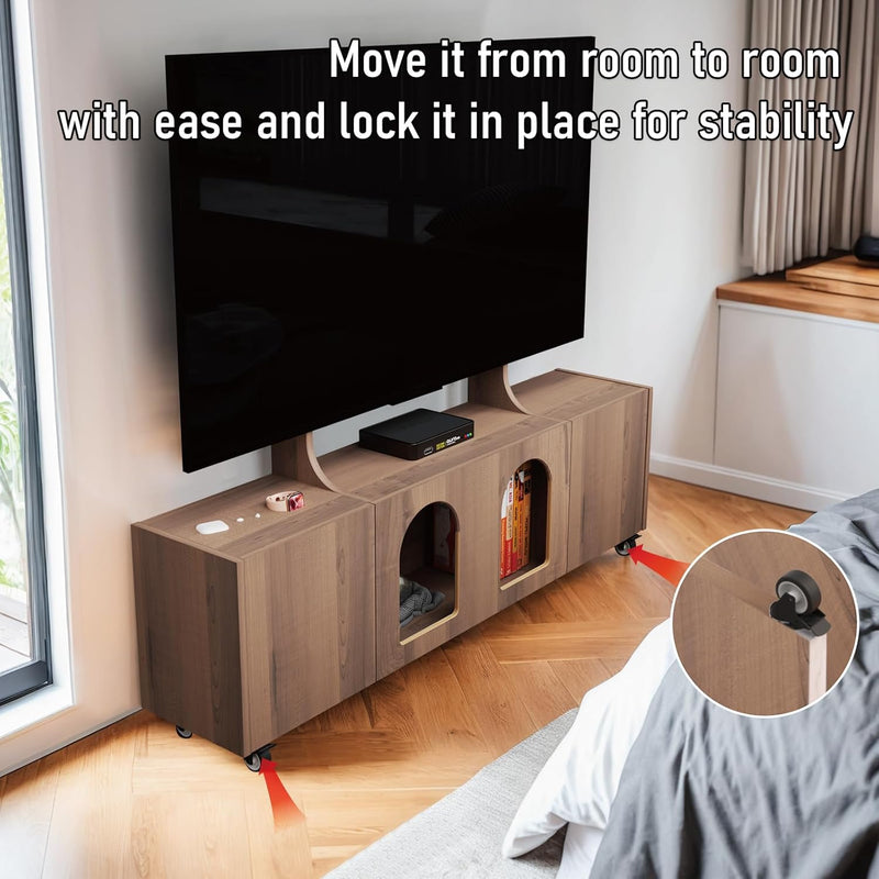 Custom Rolling TV Stand Cabinet for 50-100 Inch TV