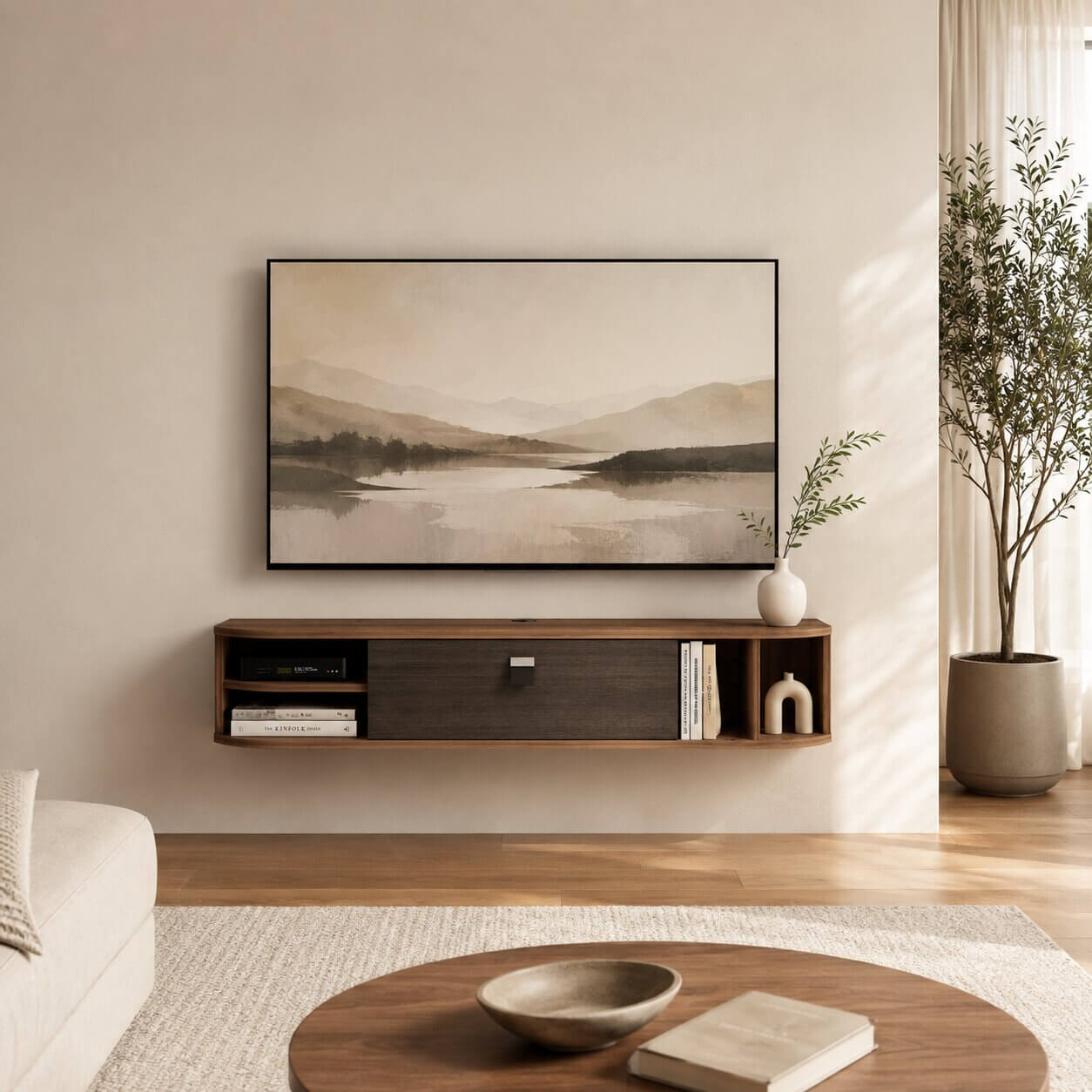 47" Modestia Floating TV Stand, Walnut (Backorder)