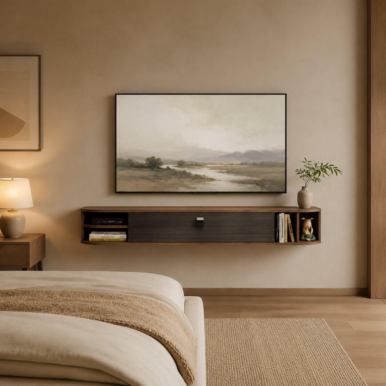 63" Modestia Floating TV Stand, Walnut