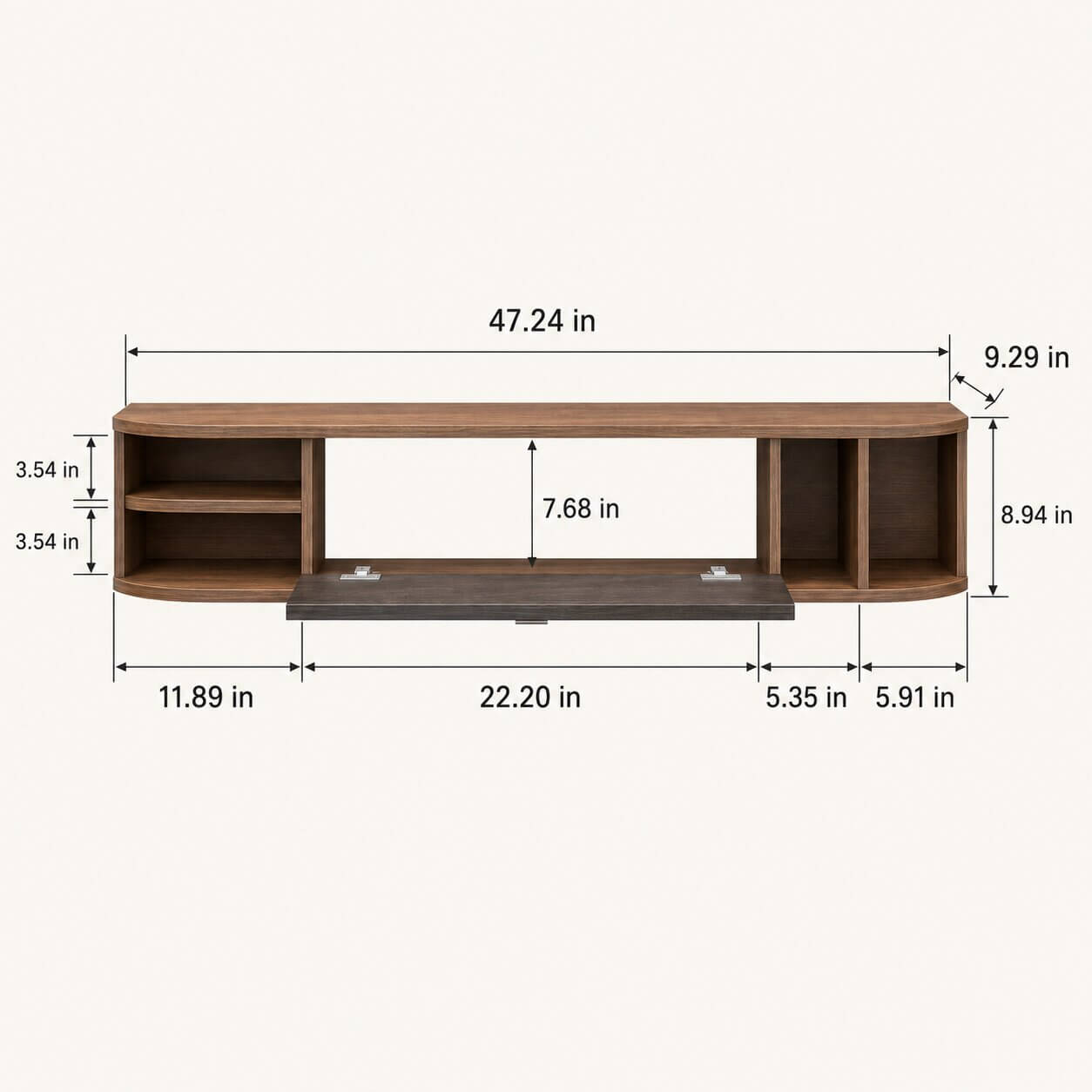 47" Modestia Floating TV Stand, Walnut (Backorder)
