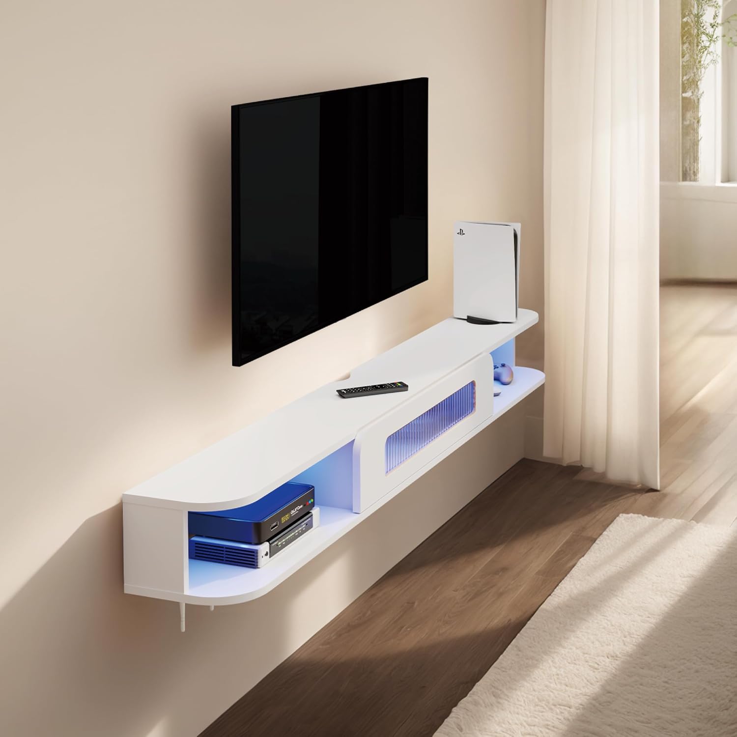 63" Eclaire Floating TV Stand, White