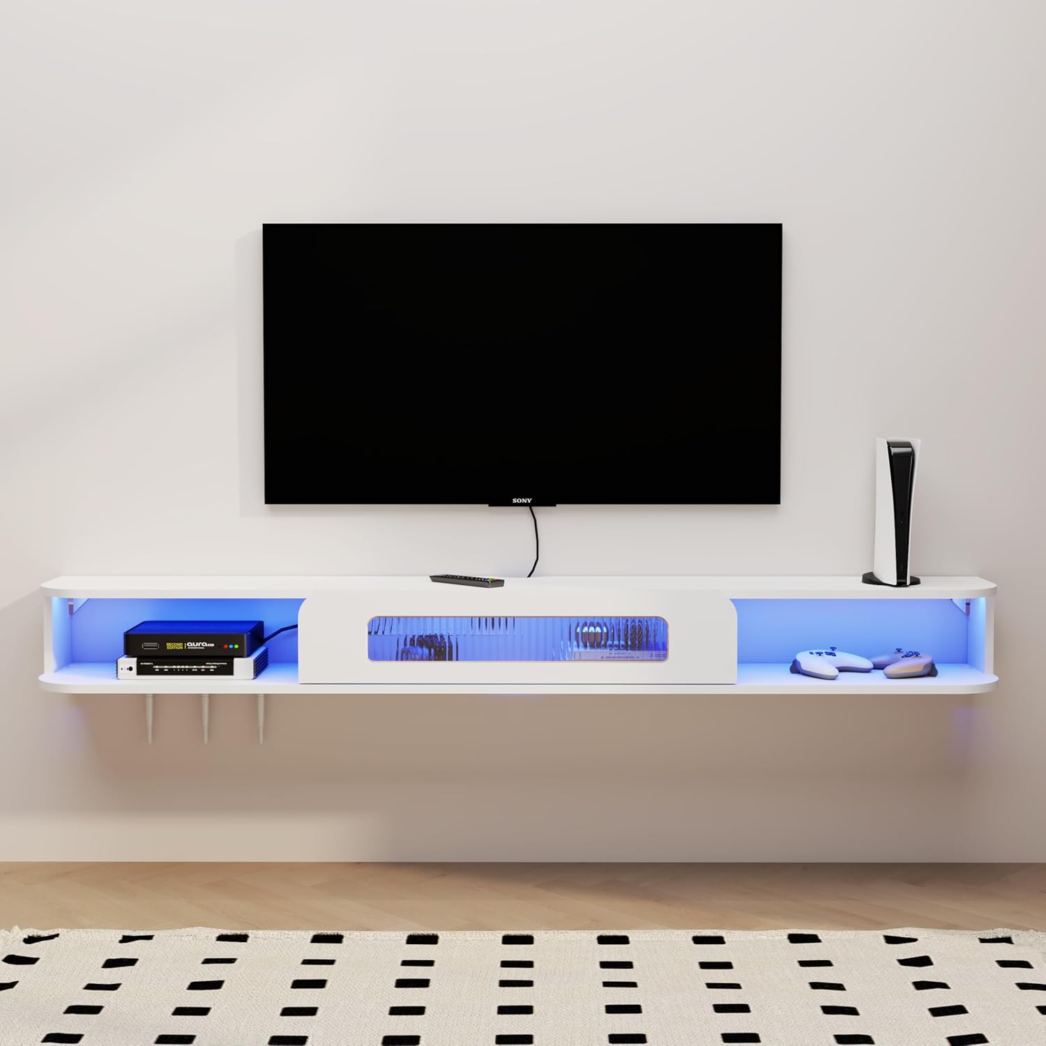 63" Eclaire Floating TV Stand, White