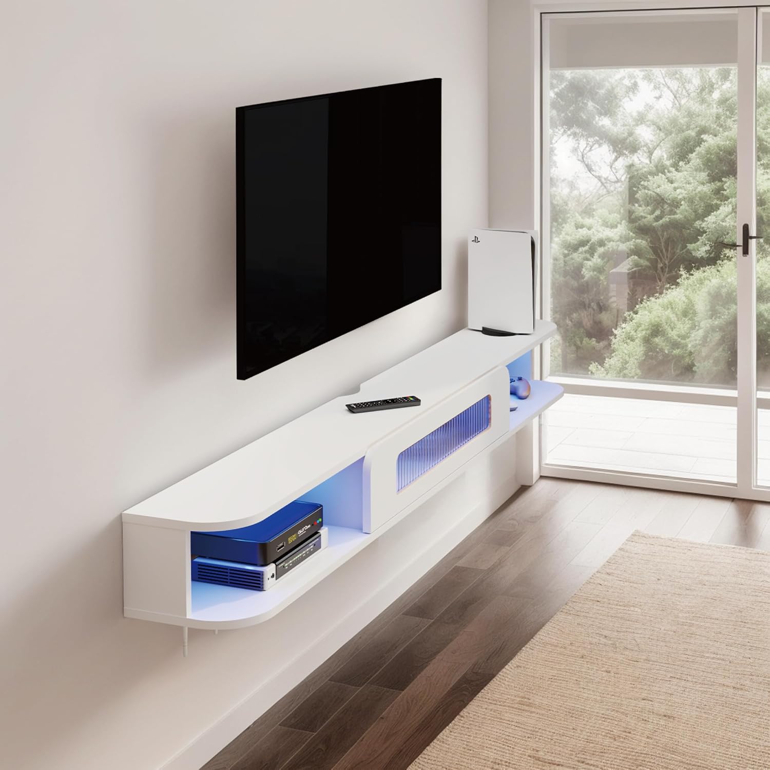 63" Eclaire Floating TV Stand, White