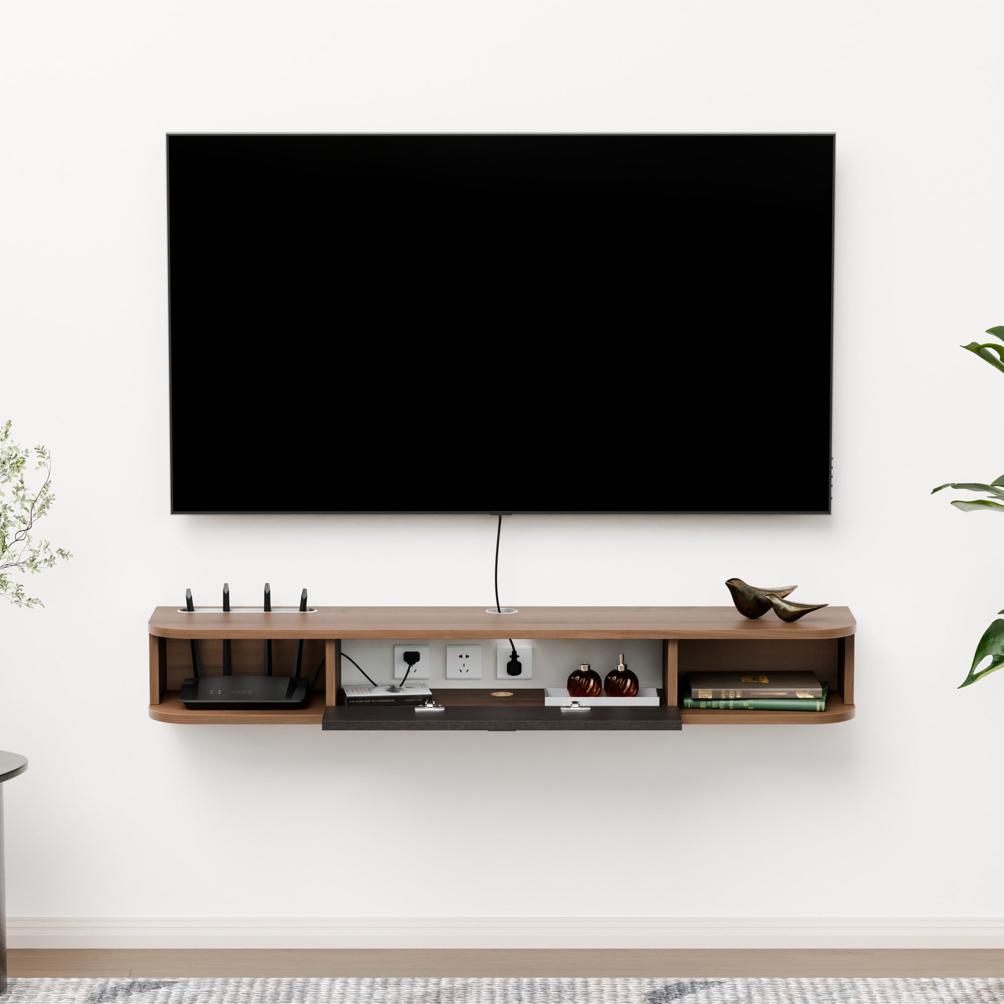 47" Eclan Floating TV Stand, Walnut