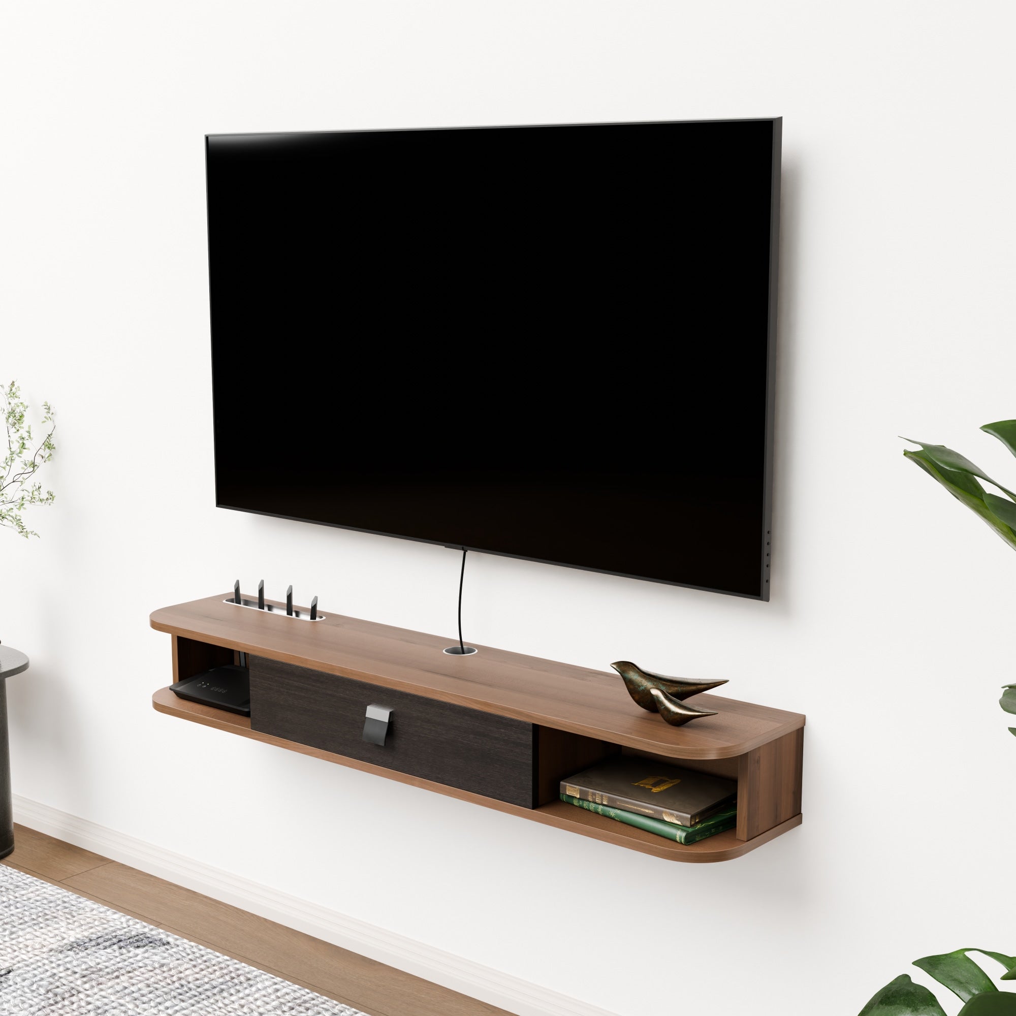 47" Eclan Floating TV Stand, Walnut