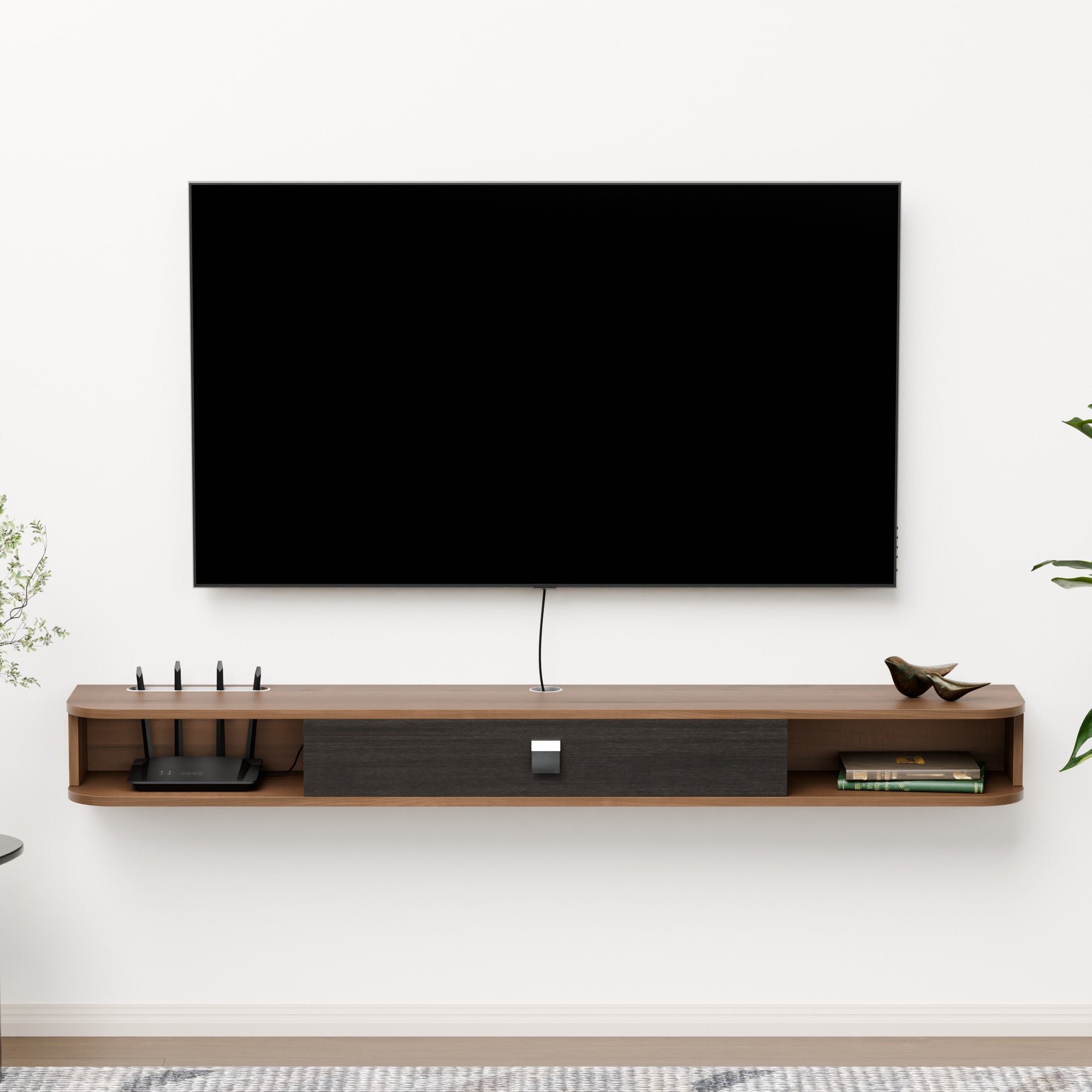 63" Eclan Floating TV Stand, Walnut