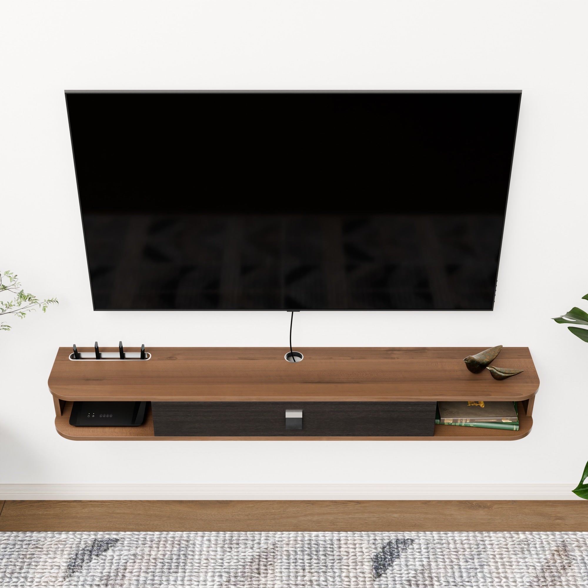 55" Eclan Floating TV Stand, Walnut