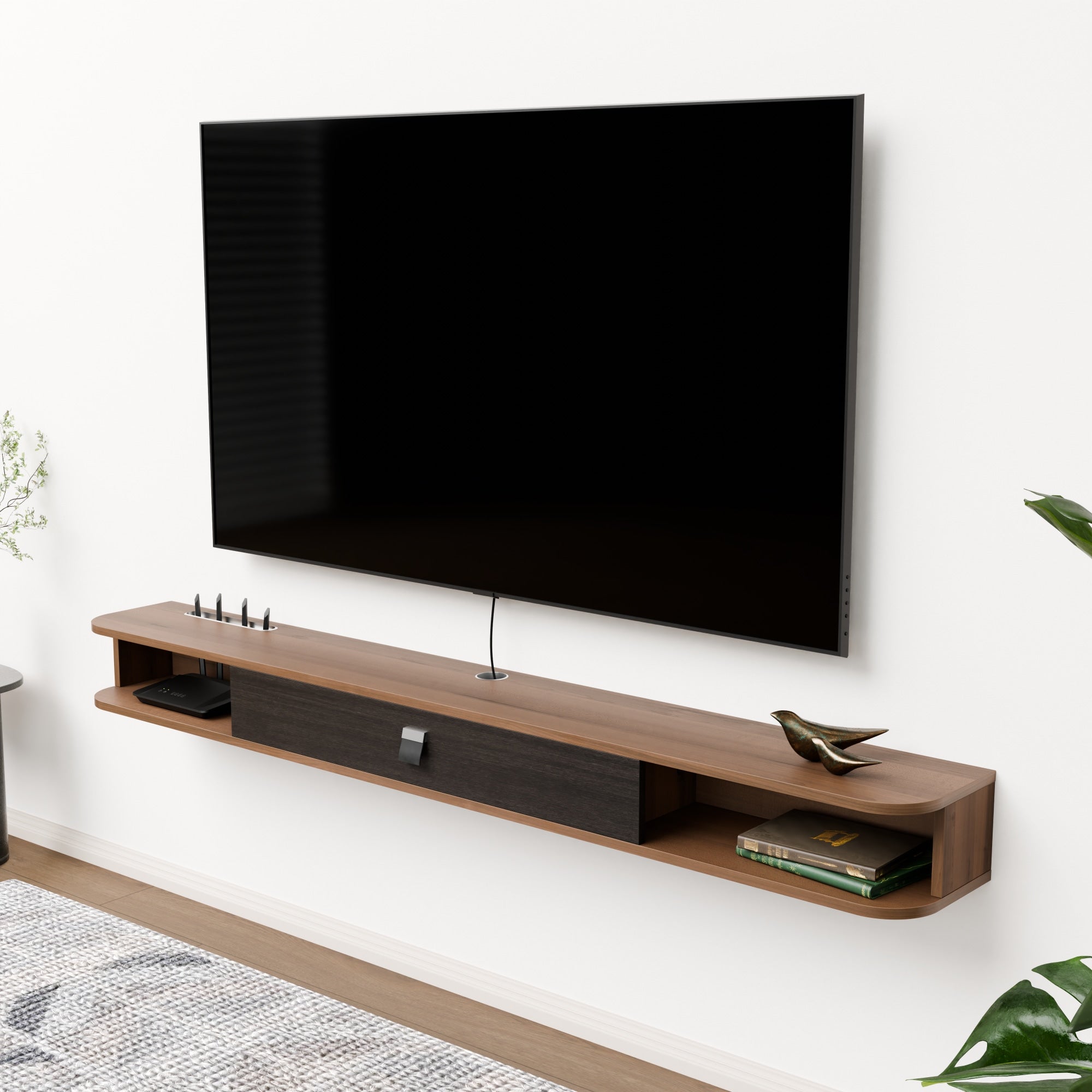 70" Eclan Floating TV Stand, Walnut