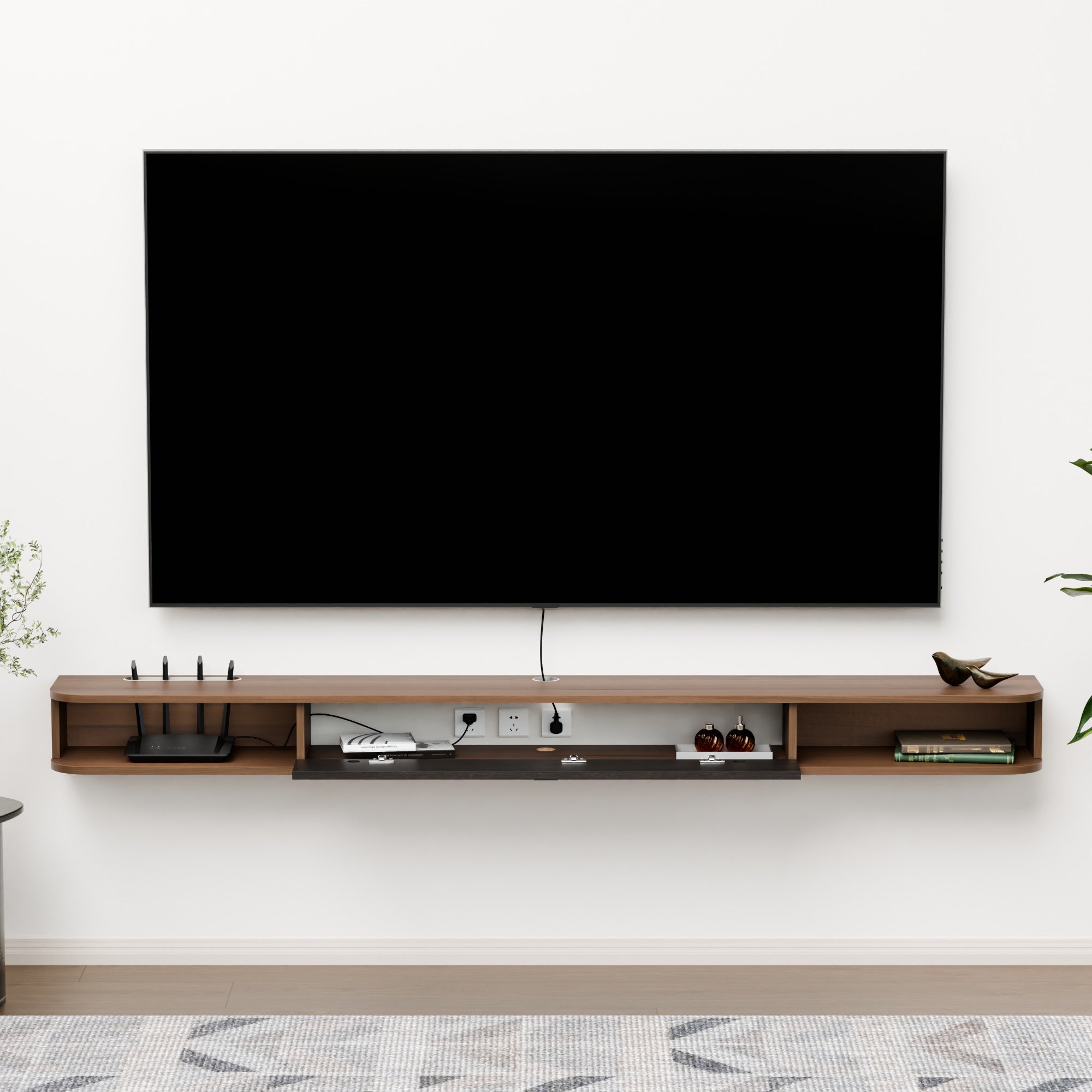 78" Eclan Floating TV Stand, Walnut