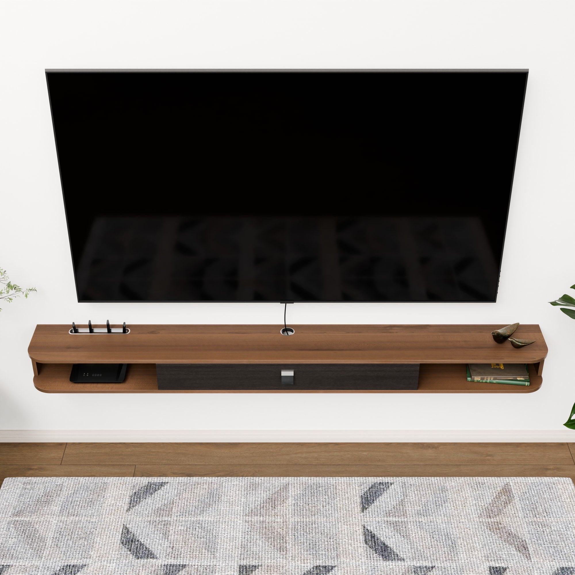 78" Eclan Floating TV Stand, Walnut