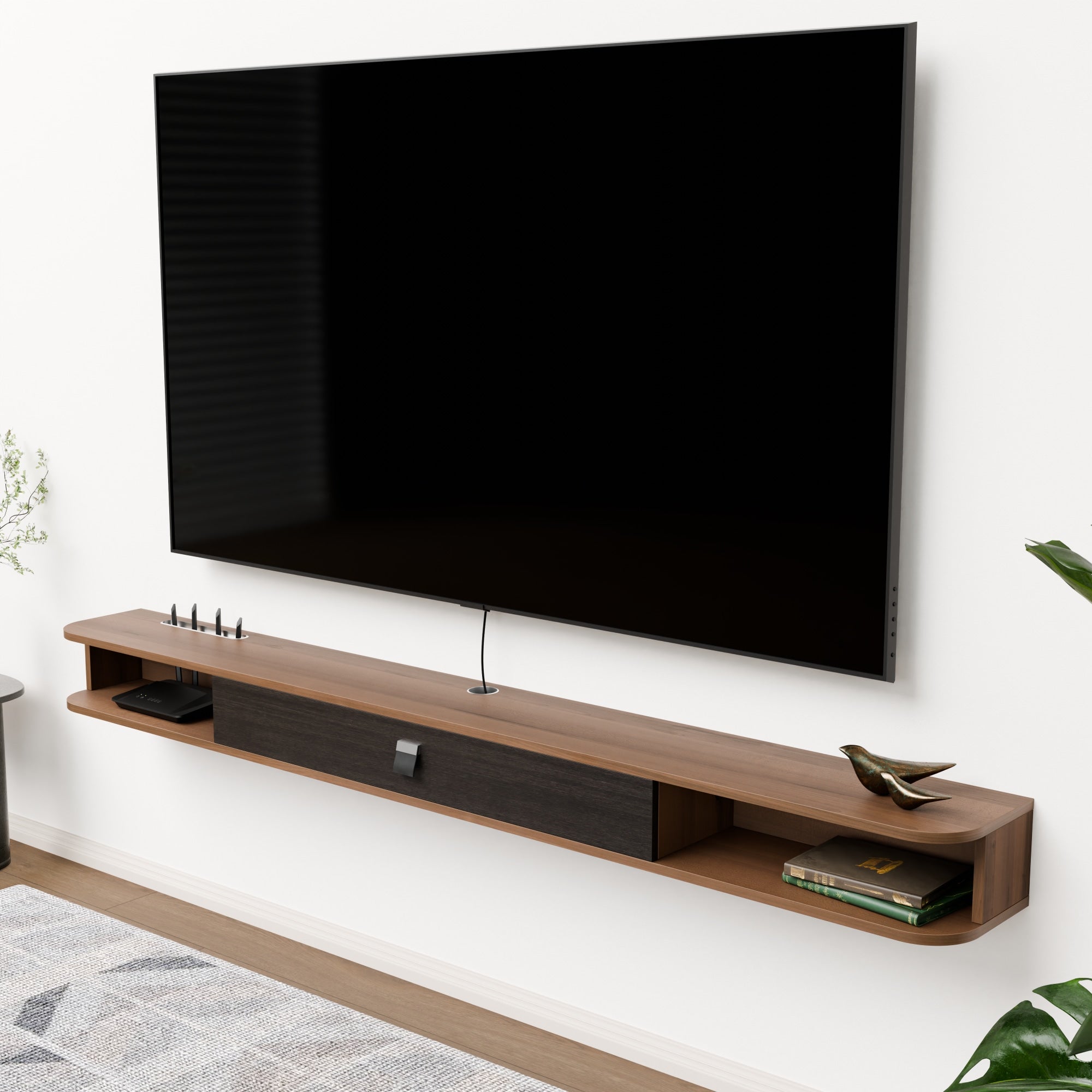 78" Eclan Floating TV Stand, Walnut