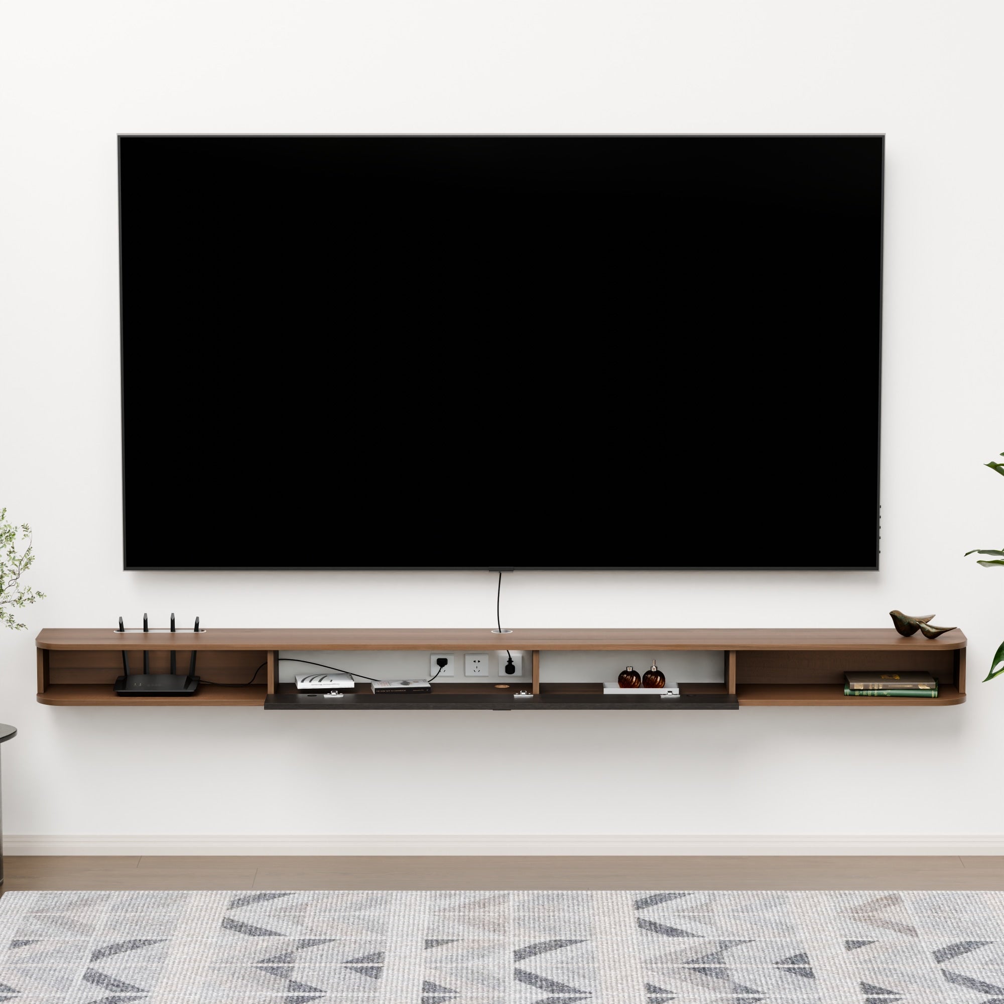 94" Eclan Walnut Floating TV Stand