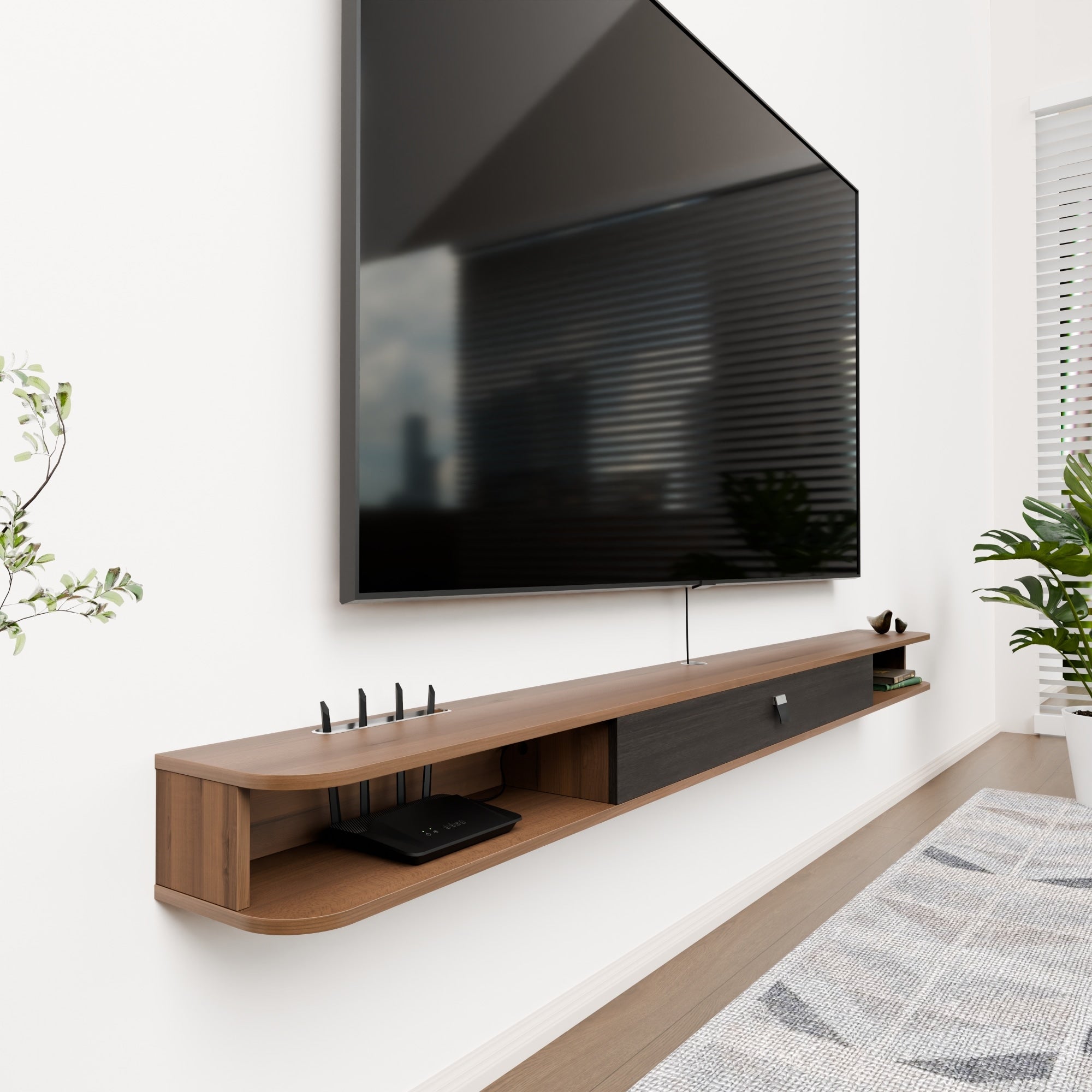 94" Eclan Walnut Floating TV Stand